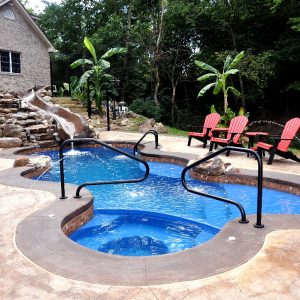You can create your own lagoon style swimming pool by purchasing our one-of-a-kind Desert Springs fiberglass pool! This pool is packed full of twists and turns designed to draw the eyes and keep it's swimmers entertained. Make this pool your own and connect with the great outdoors!