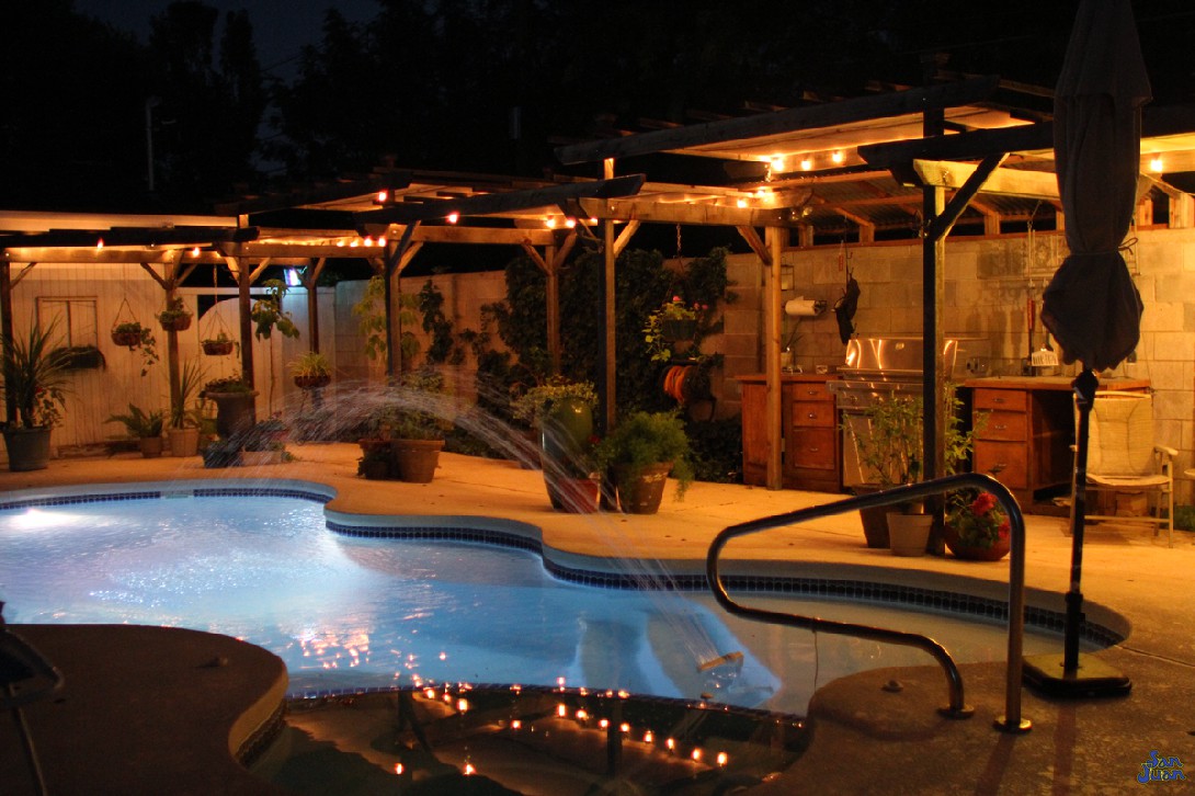 The Desert Springs at night with patio