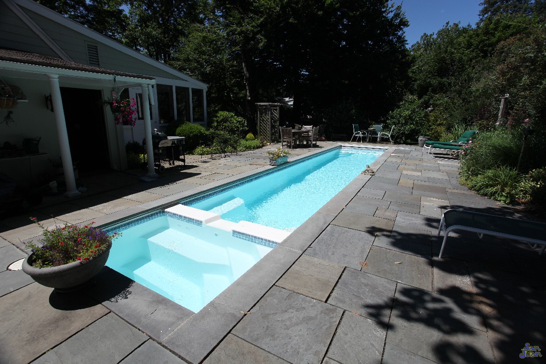 The Marathon is the longest fiberglass pool that we offer. It's overall length is 39' (including the size of the attached spa). It gives the swimmer plenty of space to stretch out and put in some laps before a morning at the office.