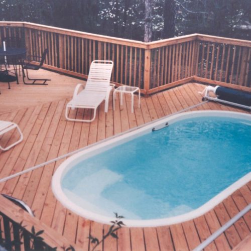 The Fort Meyers is one of our original fiberglass pool designs. In fact, we've brought out the old-school images to showcase how long this pool has been around. It's petite size of only 2,650 gallons makes it one of the small fiberglass pools we have to offer!