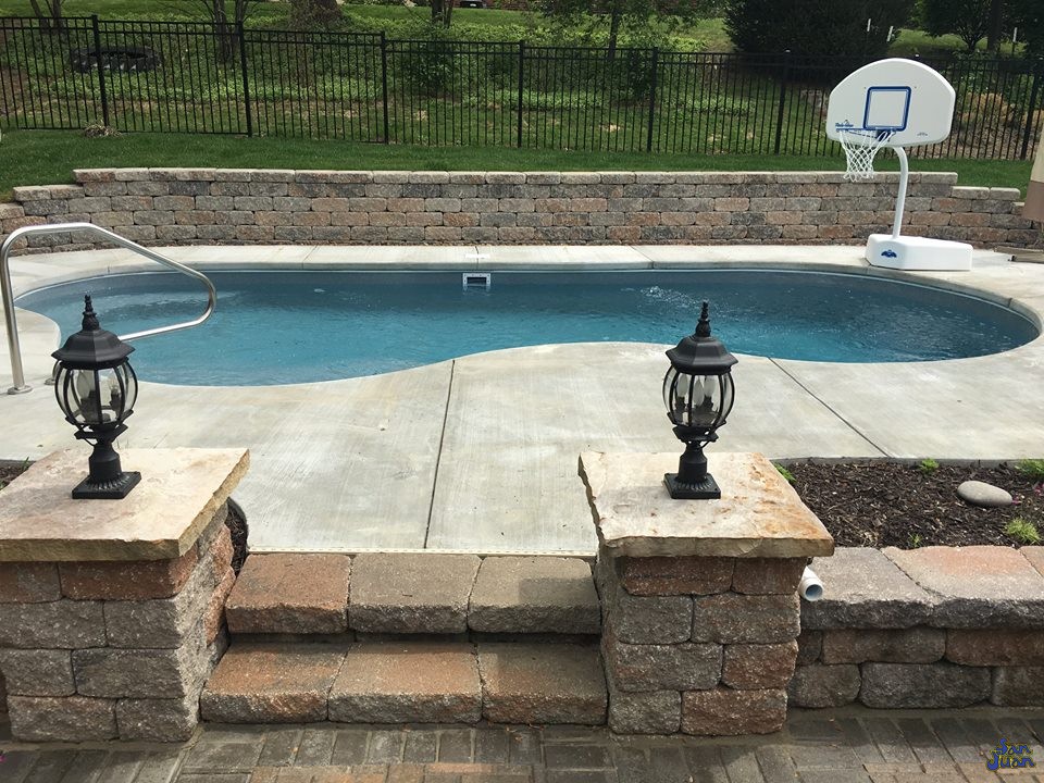 The Sandcastle is a serene free form swimming pool with a 5' 5" deep end. It provides ample bench seating for your swimmers and guest as well as a nice tanning ledge. This is a great swimming pool for those who want to casually swim and relax with friends and family.