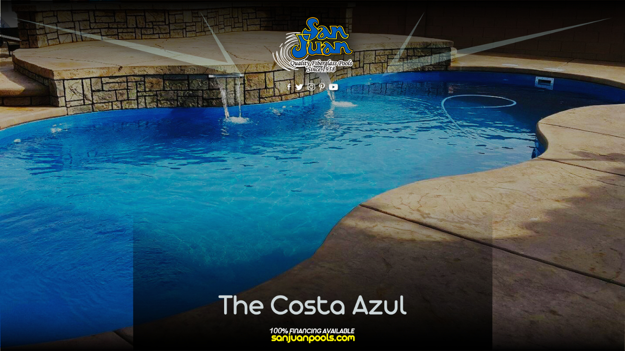 The Costa Azul is a fun-packed free form fiberglass swimming pool.