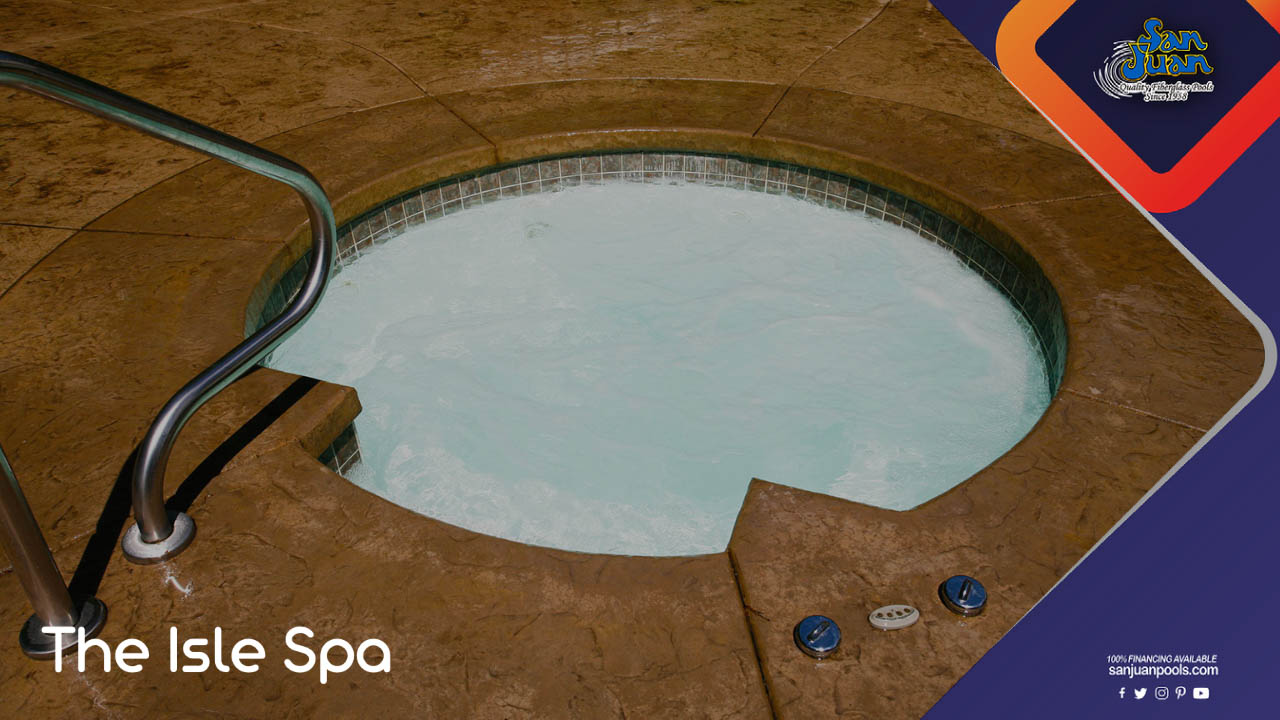 The Isle Spa holds up to 500 Gallons and can seat up to 4-6 bathers, comfortably.