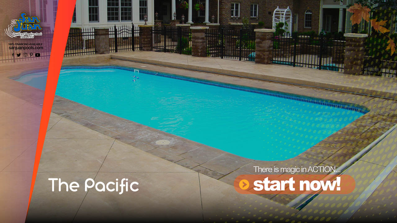 The Pacific is a beautiful rectangular swimming pool with a standard deep end hopper.