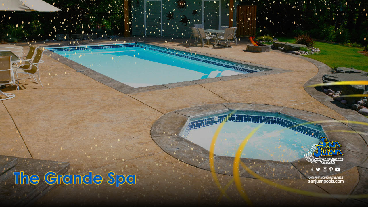 The Grande Spa is a beautiful fiberglass spa with an interesting Octagon layout