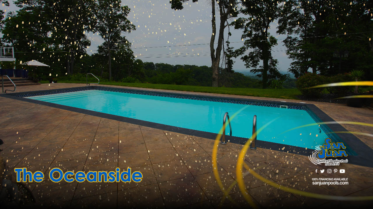 The Oceanside – A Beautiful Rectangle Pool with a Wide Set of Entry Steps