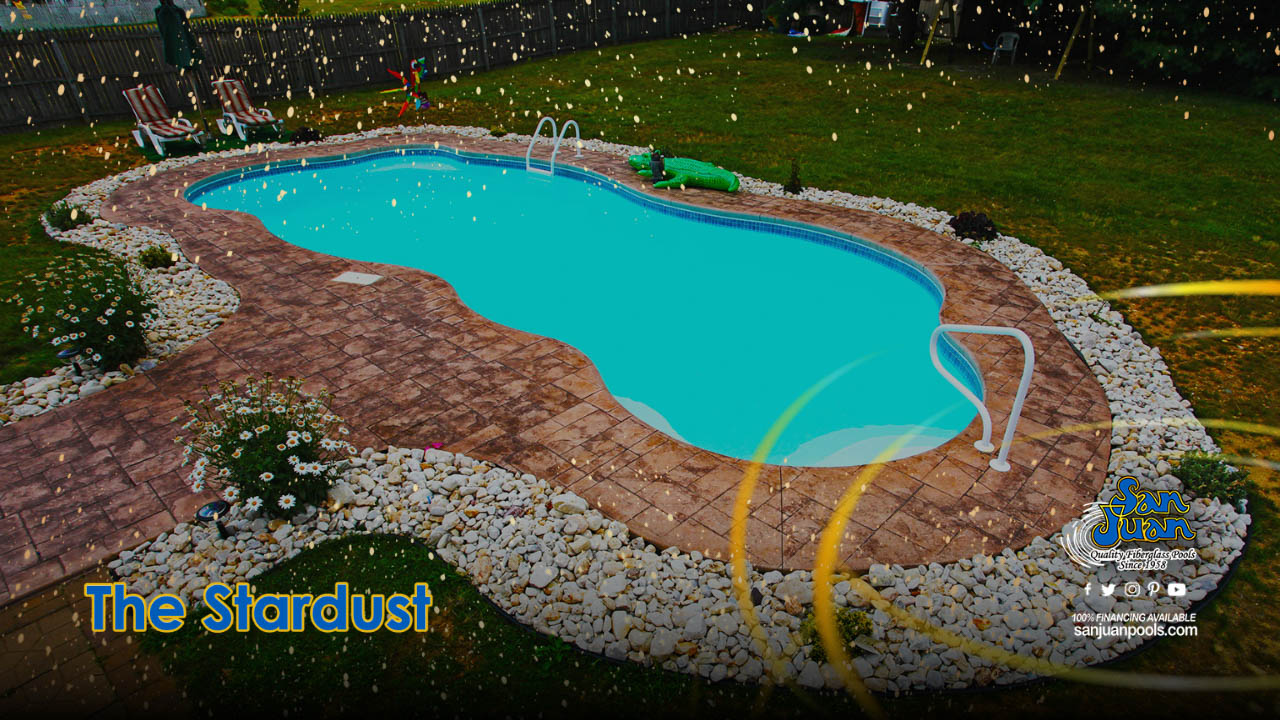 The Stardust is a fun-packed fiberglass swimming pool
