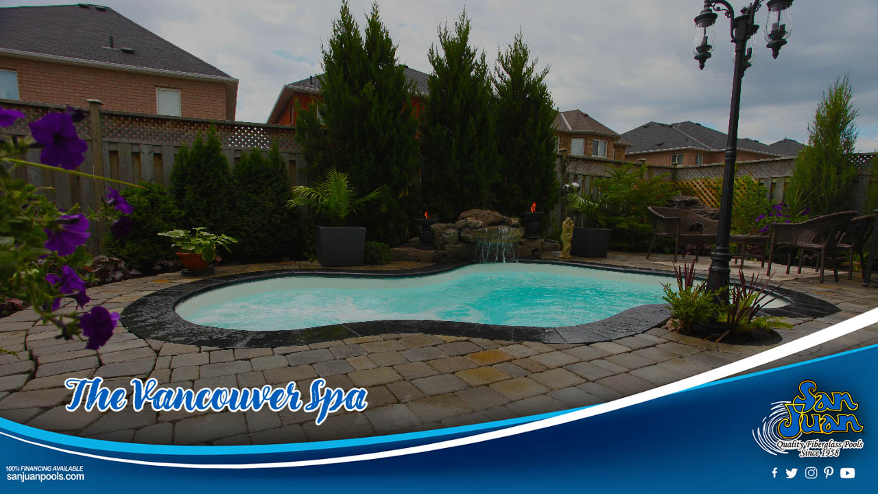 The Phoenix is a fiberglass swimming pool with a modern touch.