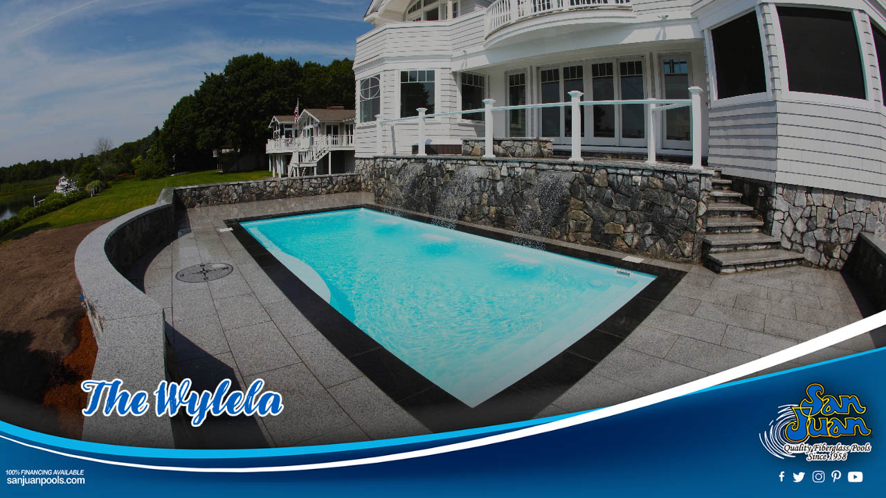 The Wylela is a classical rectangle fiberglass pool with a fun personality
