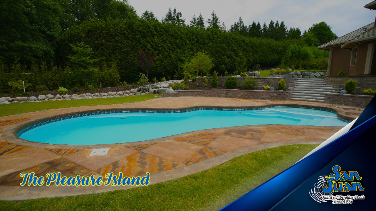 The Pleasure Island is a large swimming pool that holds 14,000 gallons and requires a total surface area of 480 SQFT.