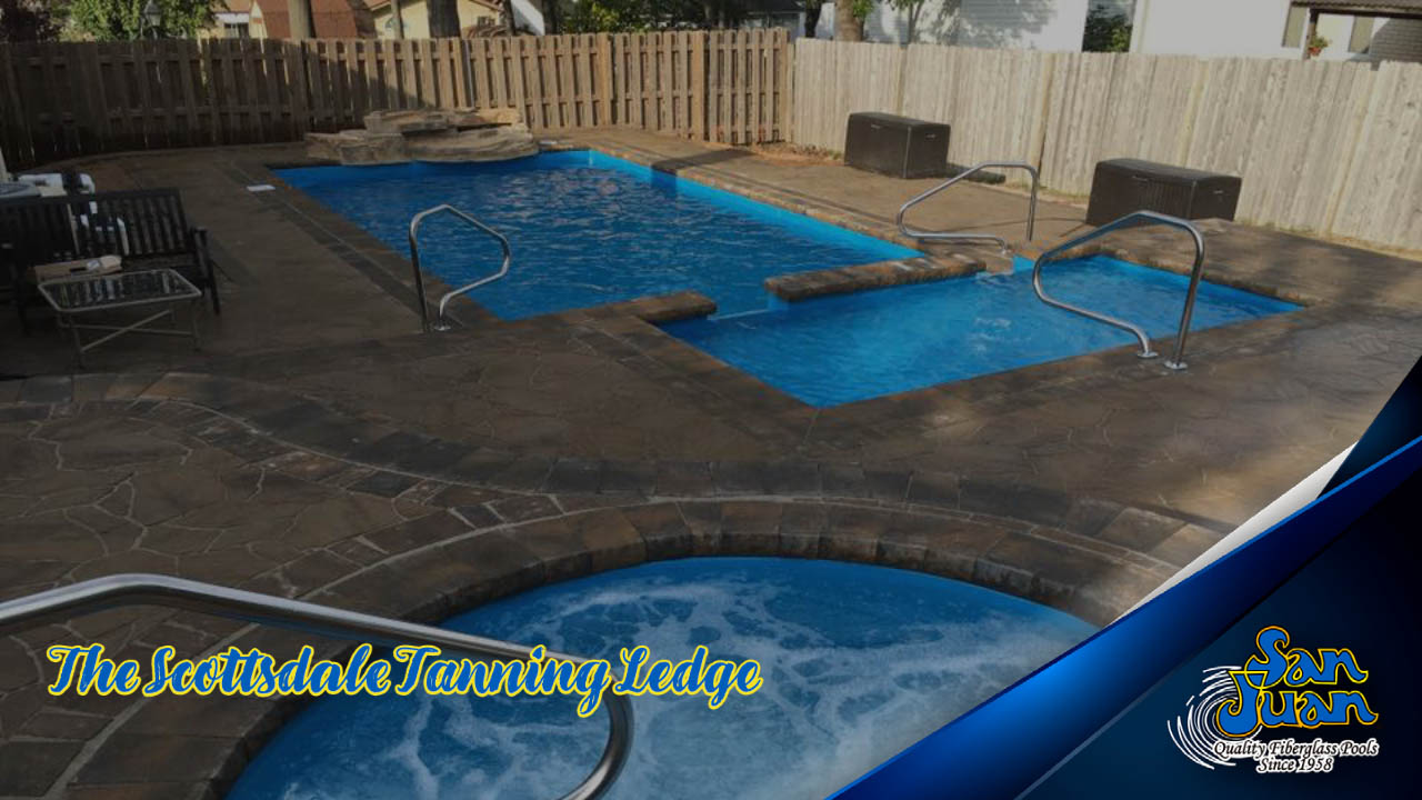 The Scottsdale Tanning Ledge is an excellent add-on for many of our fiberglass swimming pools.
