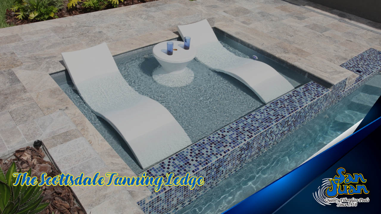 The Scottsdale Tanning Ledge is an excellent add-on for many of our fiberglass swimming pools.