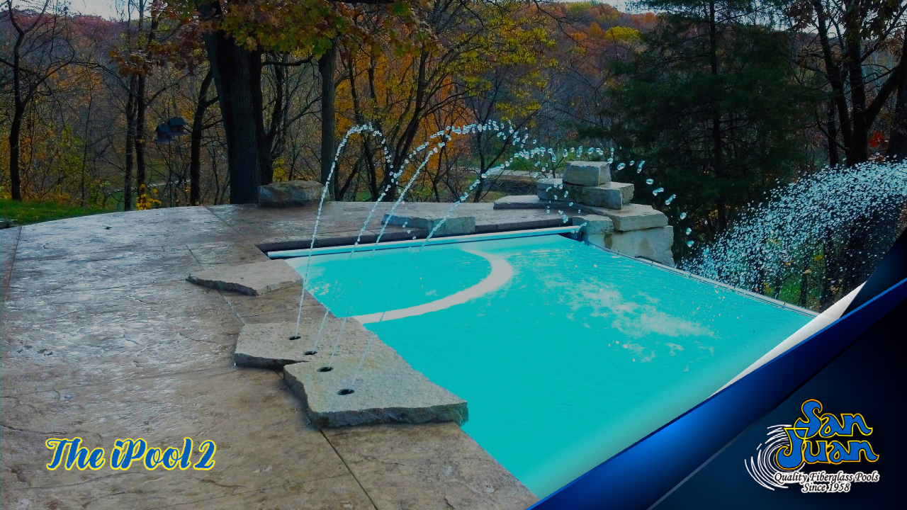 The iPool 2 – A Modern Fiberglass Pool with Tanning Ledges & Attached Spa