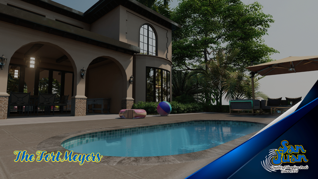 The Fort Meyers – A Small Oval, Flat Bottom Fiberglass Pool