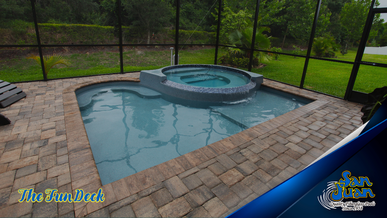 The Fun Deck – A Raised Radius Spa with Attached Splash Pad