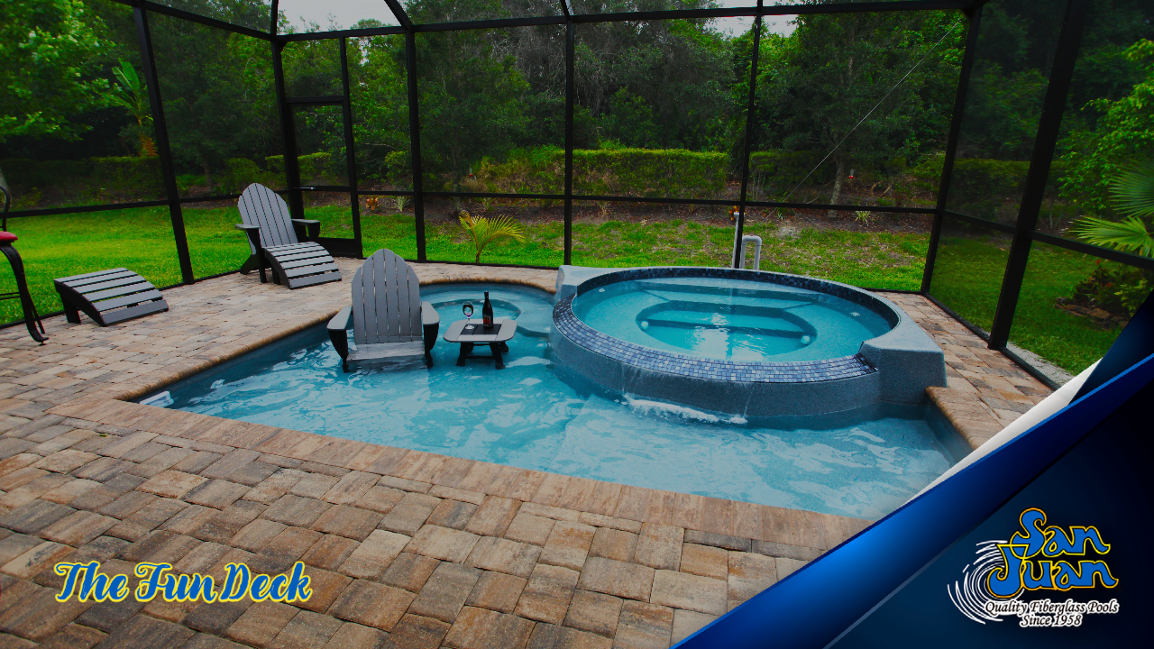 The Fun Deck – A Raised Radius Spa with Attached Splash Pad