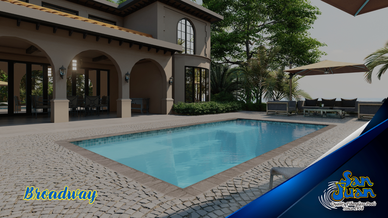 The Broadway – A Modern Rectangular Pool Shape with Two Tanning Ledges