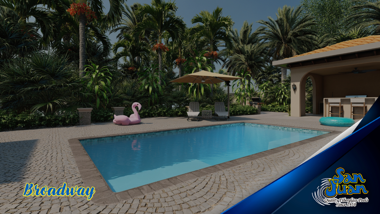 The Broadway – A Modern Rectangular Pool Shape with Two Tanning Ledges