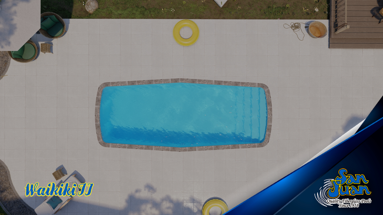 The Waikiki II is a fun twist on a standard rectangular pool design.